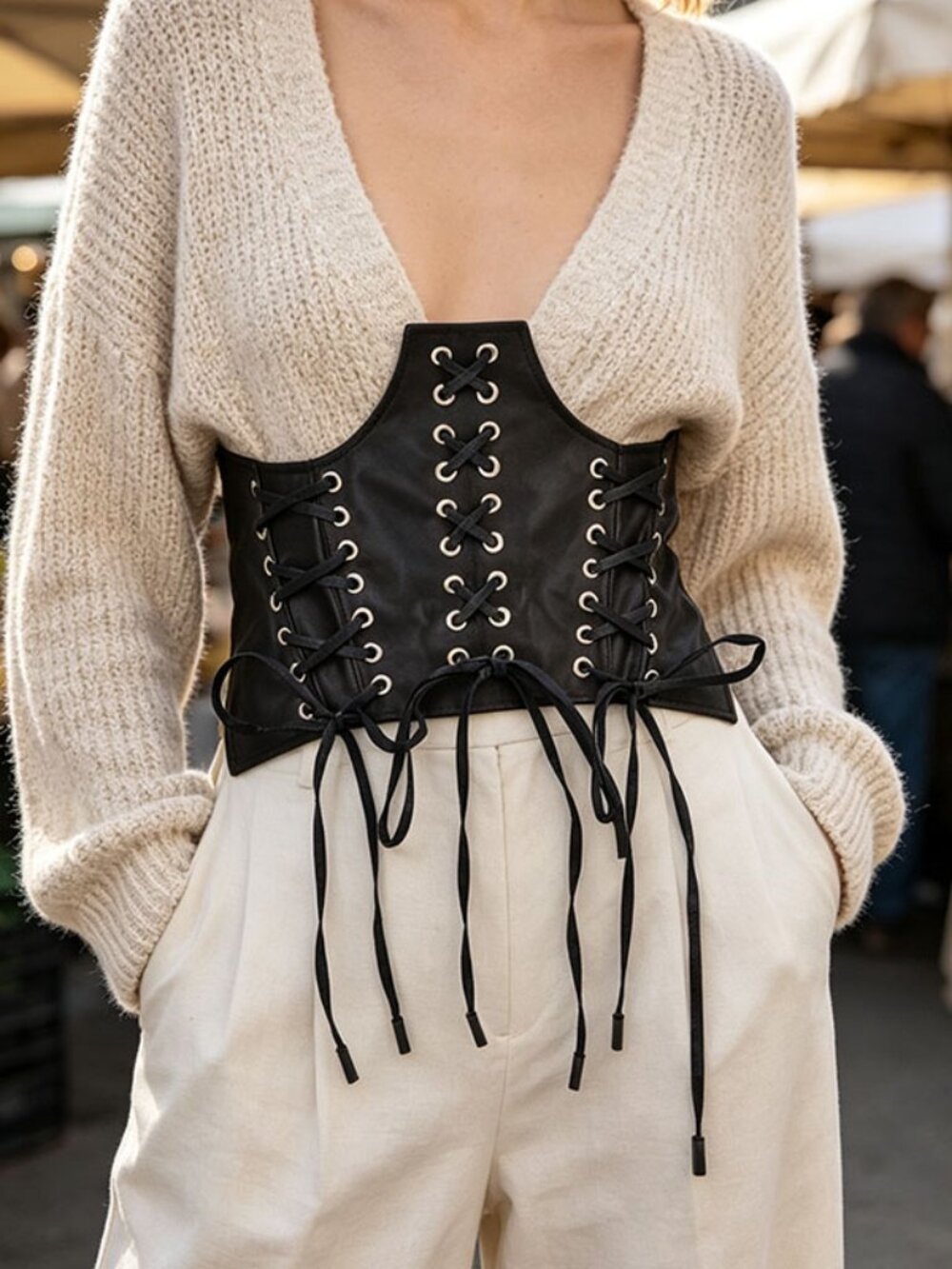 BNWT Iconic Lacing Wide Corset Elastic Belt Stretch Belt
